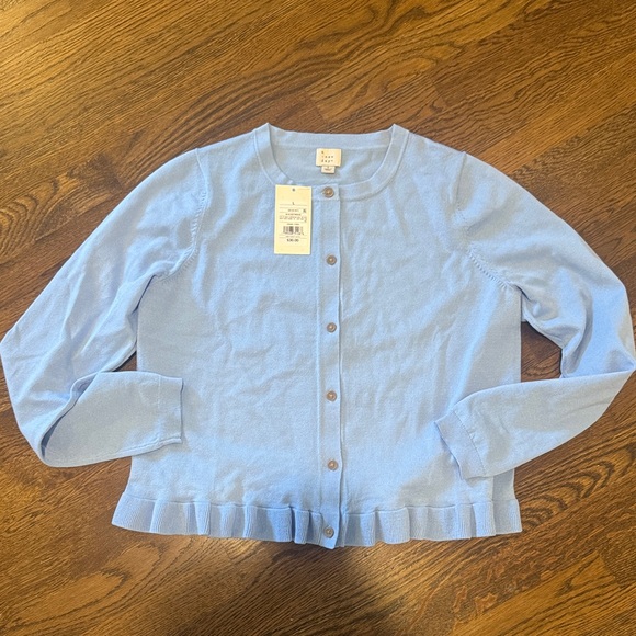 a new day Sweaters - a new day Light Blue Ruffle-Hem Cardigan